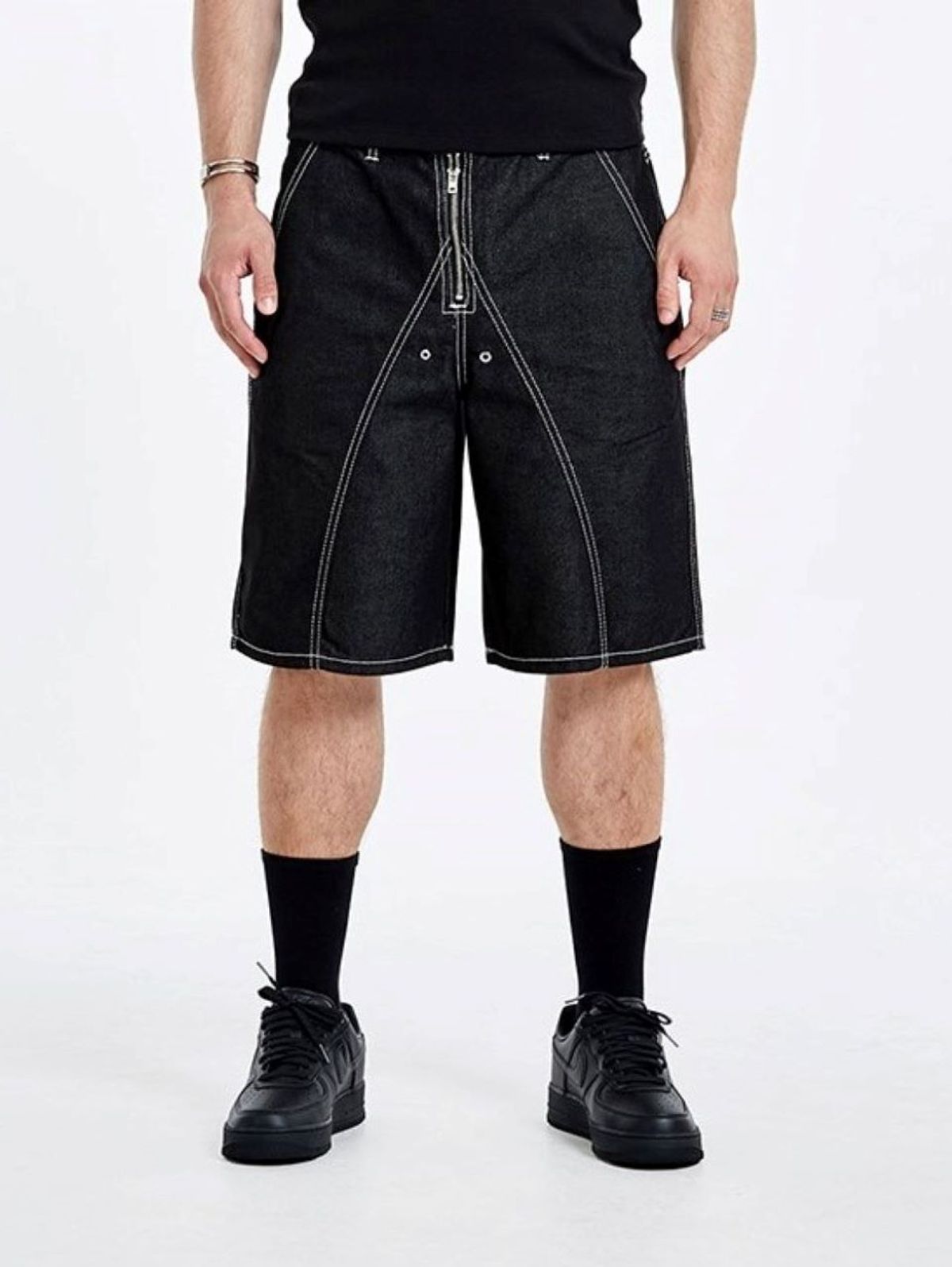 51퍼센트(51PERCENT) Tunnel lining short pants Denim - Black