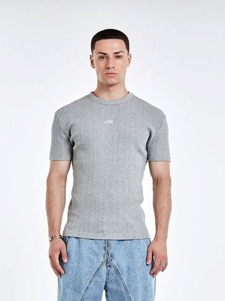 Irregular logo embroidery t-shirt - GREY