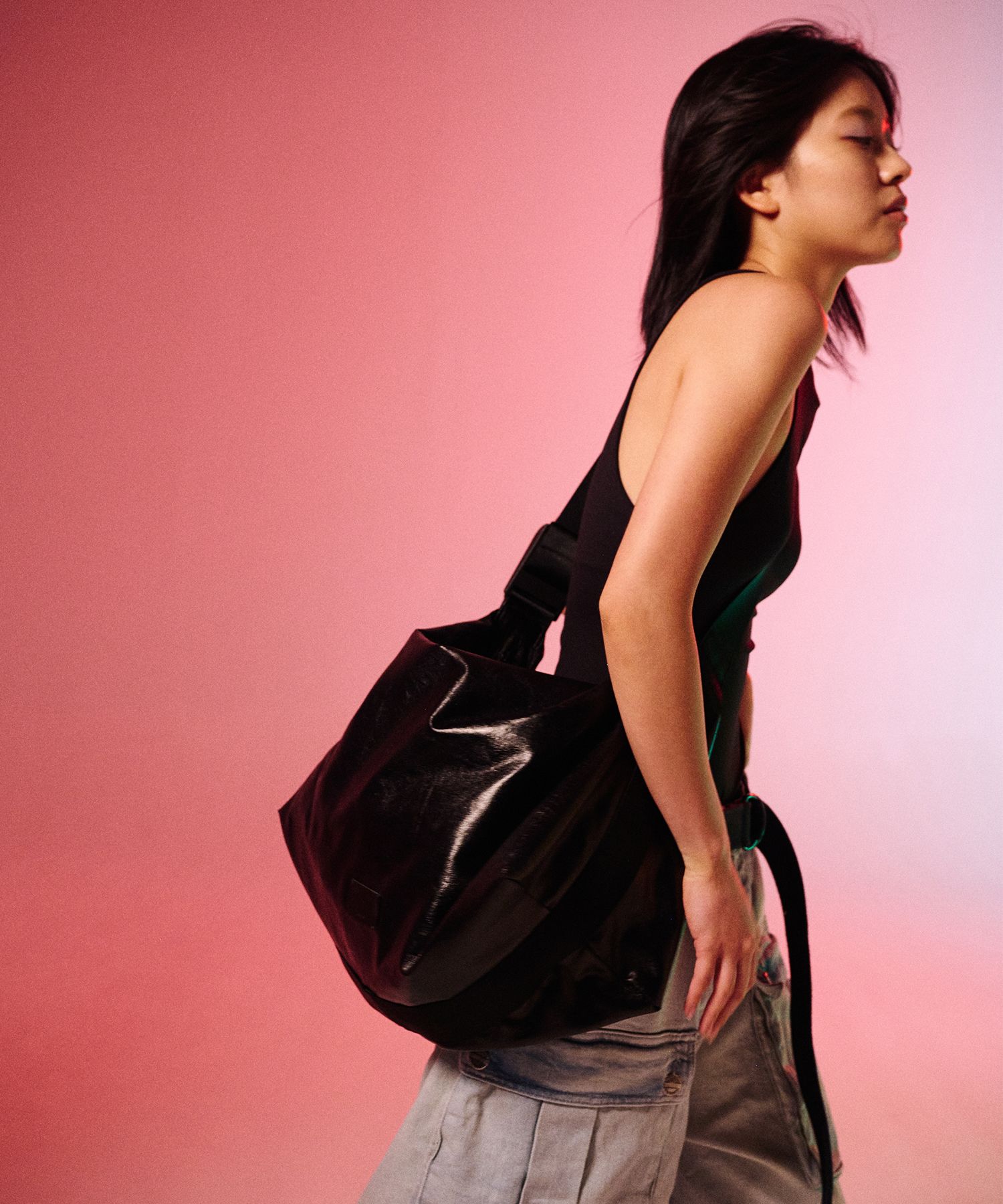 MUSINSA | fennec M FABRIC HOBO BAG - BLACK