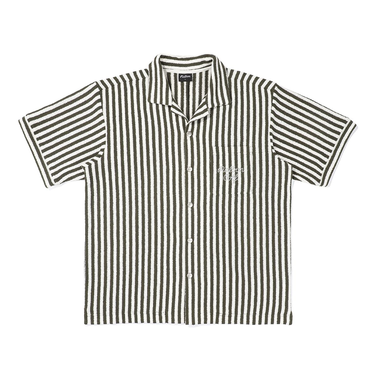 말본 골프(MALBON GOLF) 스트라이프 스웨터 버튼업 KHAKI (MAN)