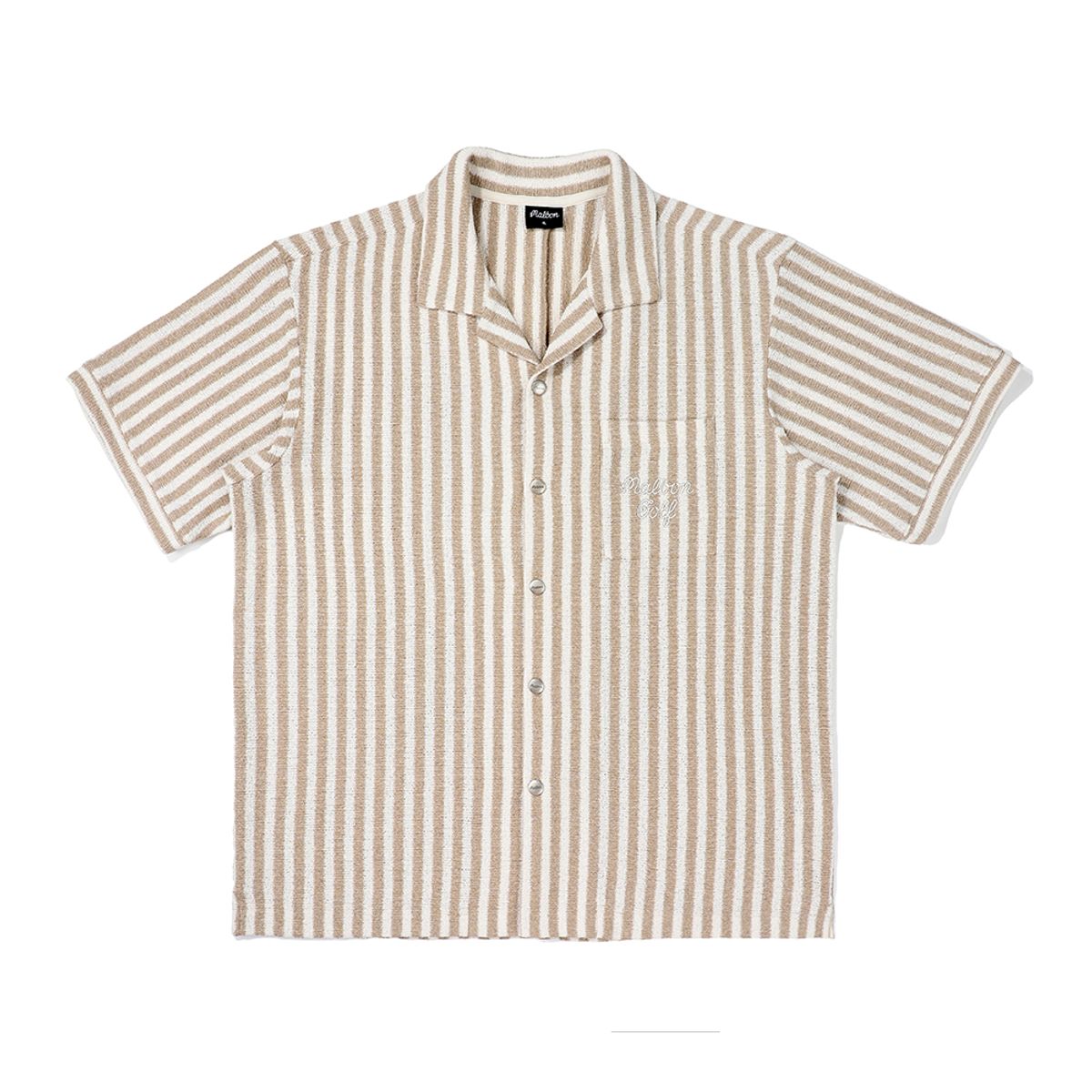 말본 골프(MALBON GOLF) 스트라이프 스웨터 버튼업 BEIGE (MAN)