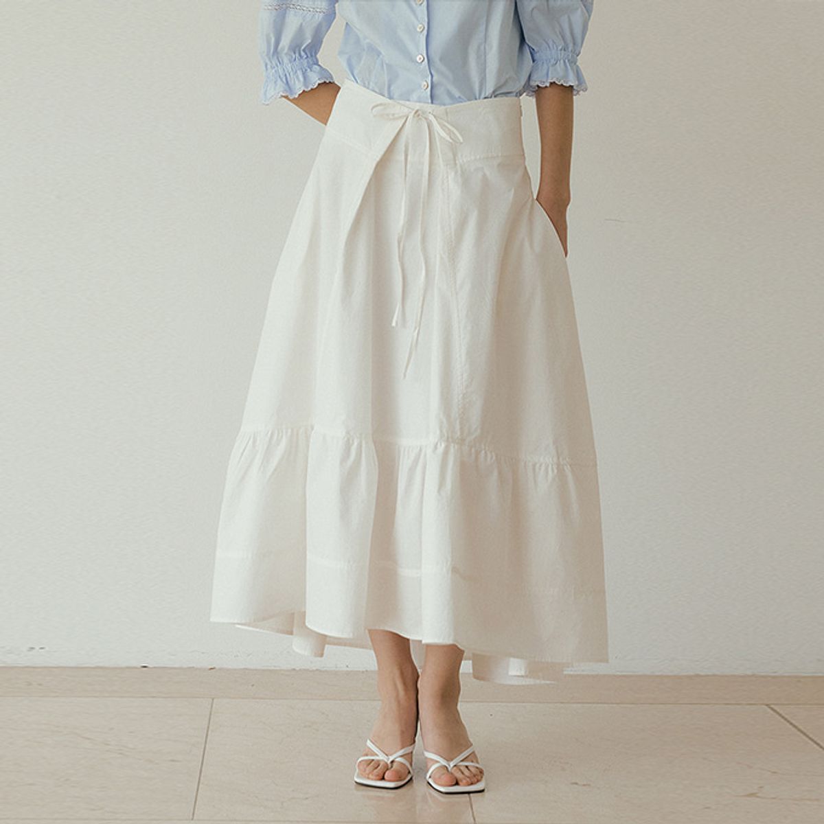 루시르주(LUCIR ZU) Unbalance long skirt (ivory)