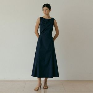 Osborn Ribbon tied Sleeveless one-piece (navy)
