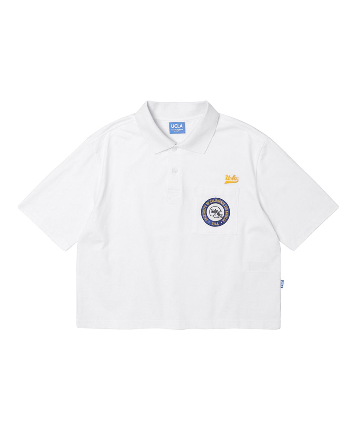 유씨엘에이(UCLA) 여성 와펜 포인트 카라 크롭 티셔츠[WHITE](UZ4ST09_31)