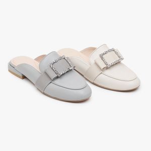 에디션 뮬 라운드토 램스킨 사각큐빅장식 1.5CM OC22M001