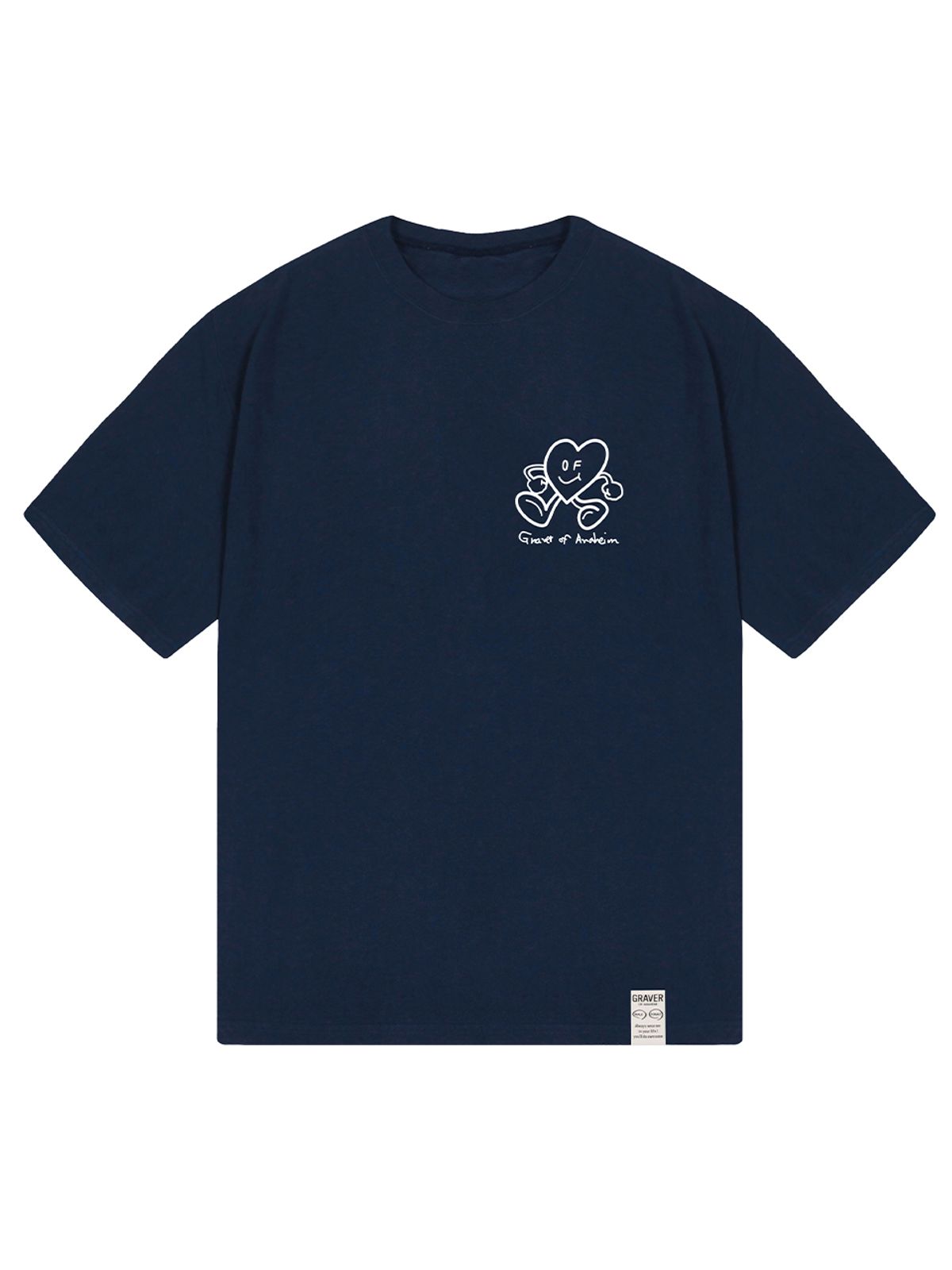그레이버(GRAVER) [UNISEX]라인 HEART 코믹스 로고 반팔티_네이비