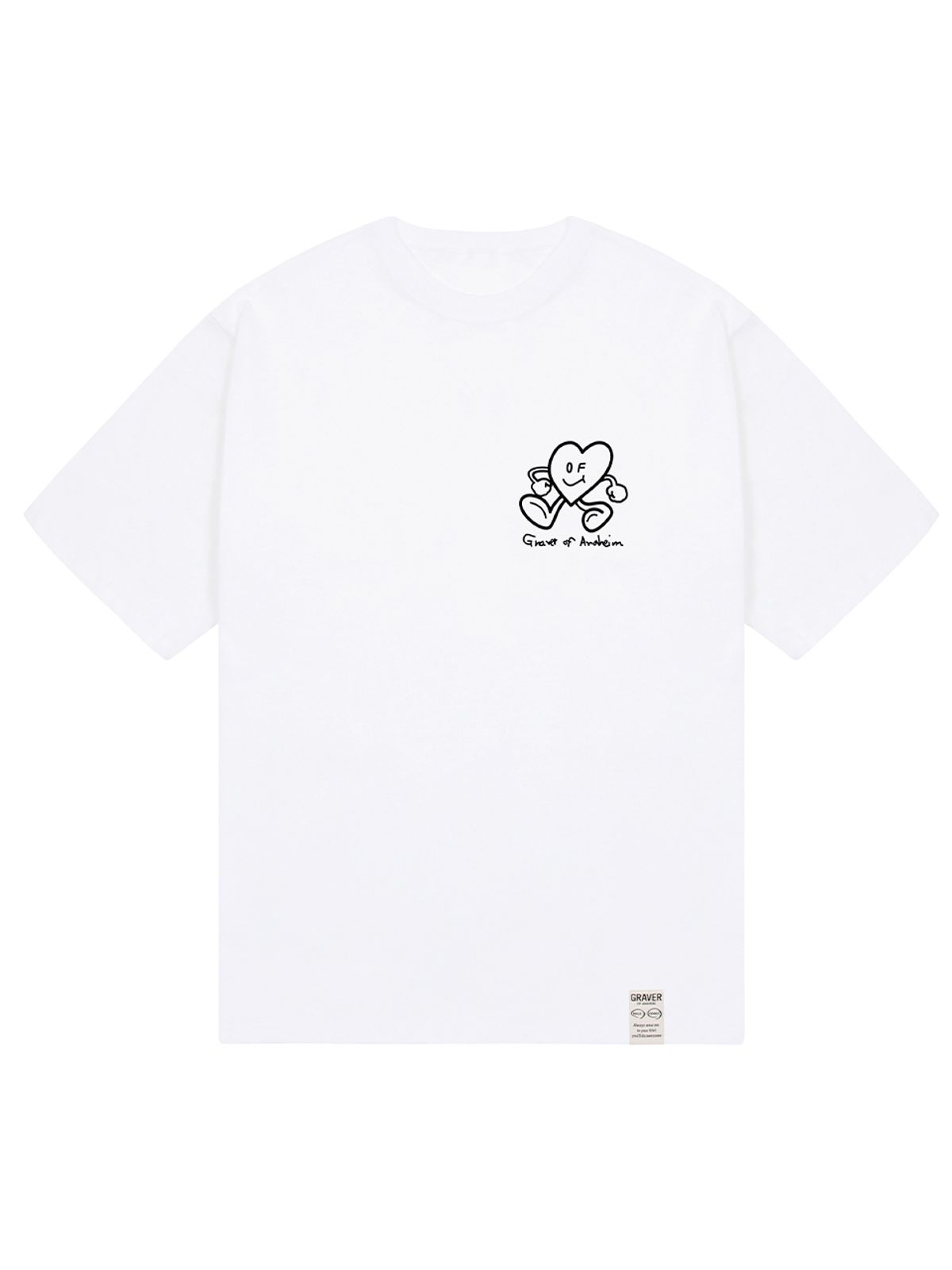 그레이버(GRAVER) [UNISEX]라인 HEART 코믹스 로고 반팔티_화이트