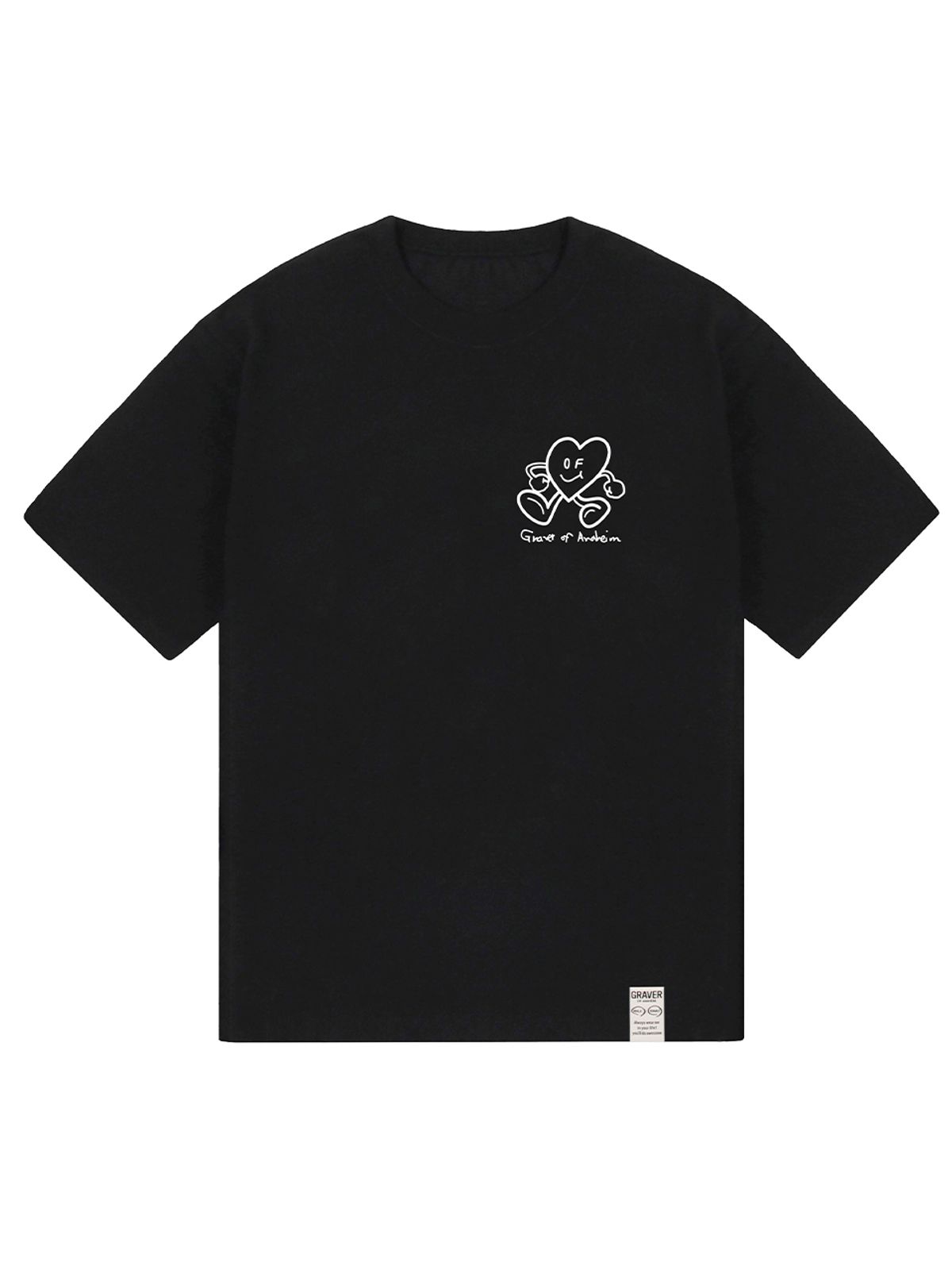 그레이버(GRAVER) [UNISEX]라인 HEART 코믹스 로고 반팔티_블랙