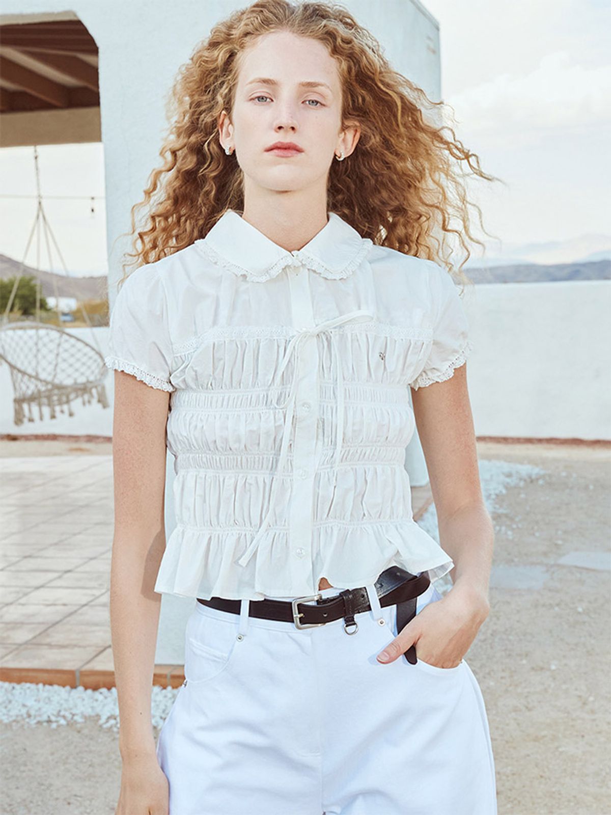 위메농(OUI MAIS NON) Emma loved cotton blouse