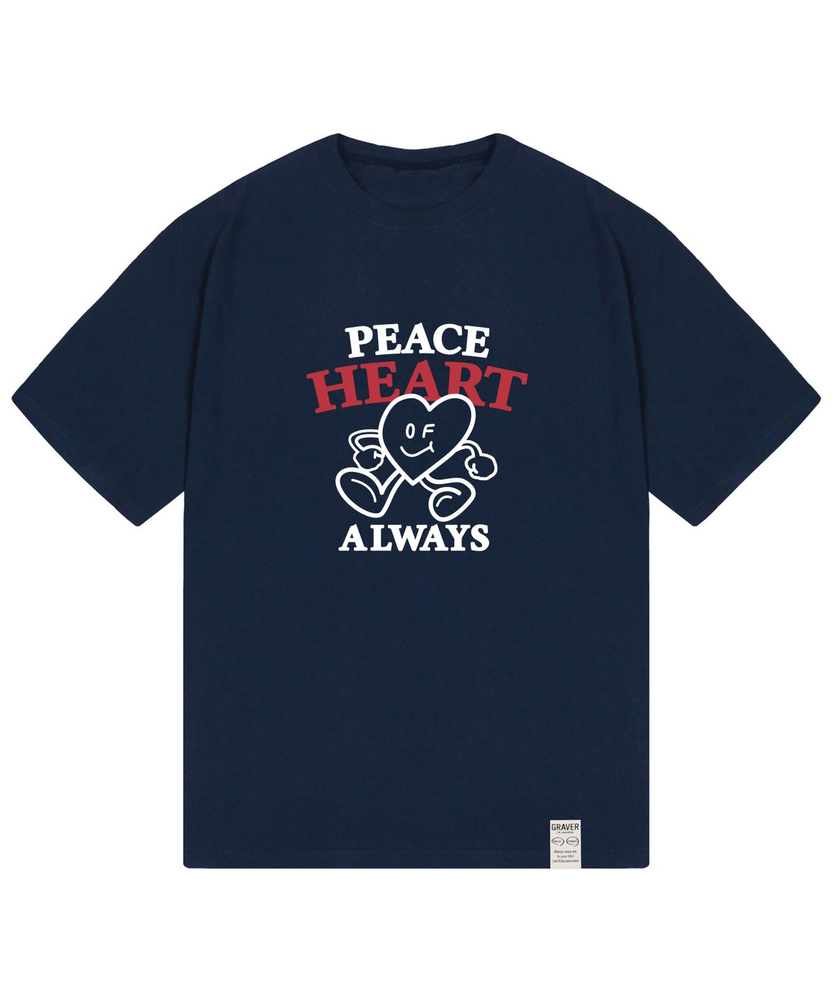 그레이버(GRAVER) [UNISEX]PEACE HEART 코믹스 반팔티_네이비
