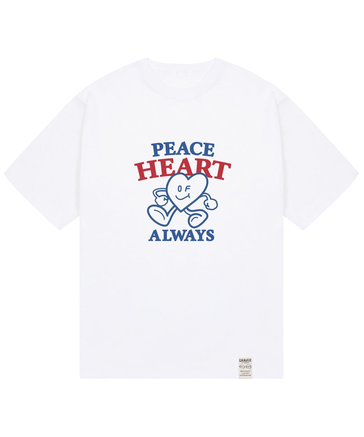 그레이버(GRAVER) [UNISEX]PEACE HEART 코믹스 반팔티_화이트