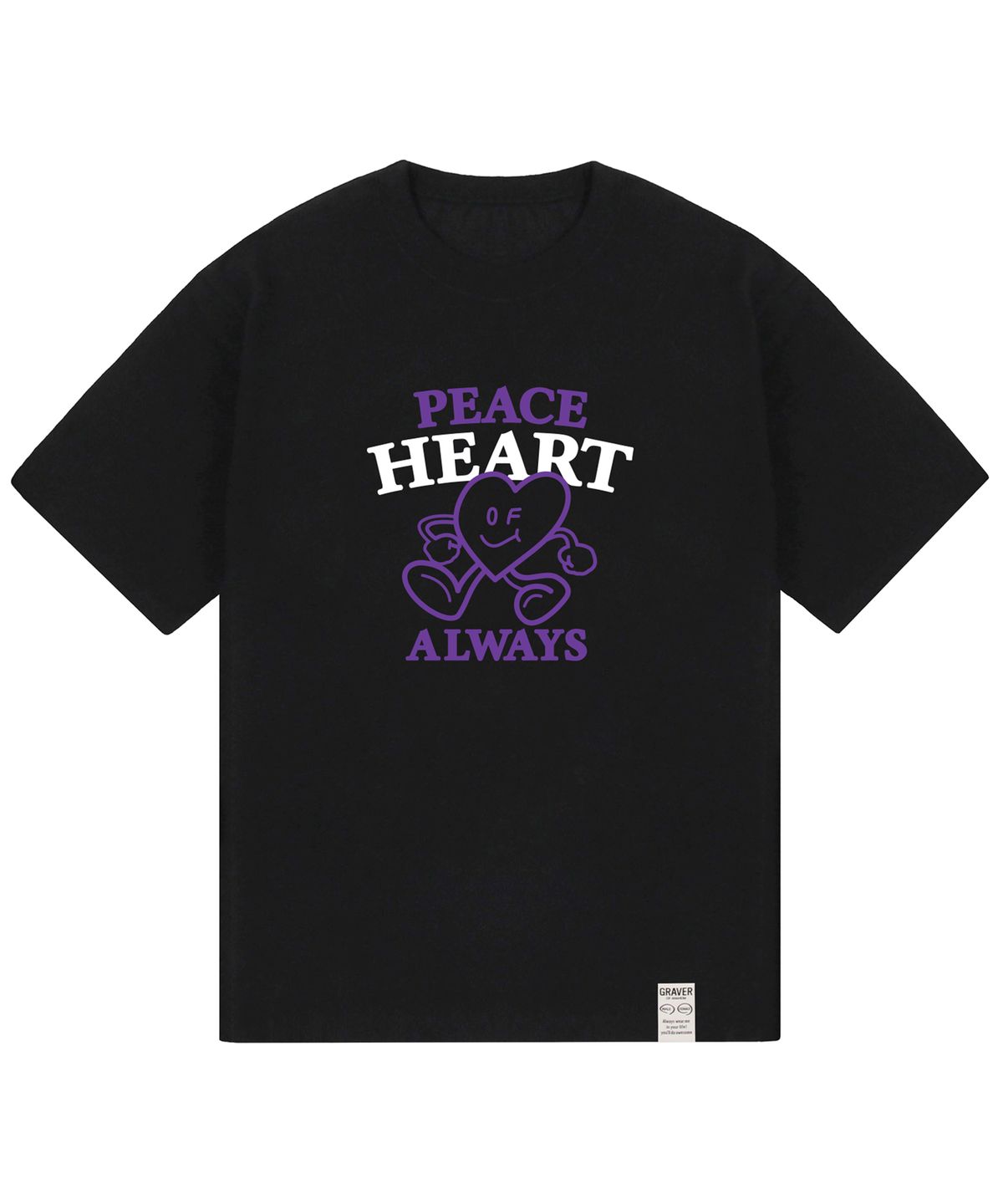 그레이버(GRAVER) [UNISEX]PEACE HEART 코믹스 반팔티_블랙