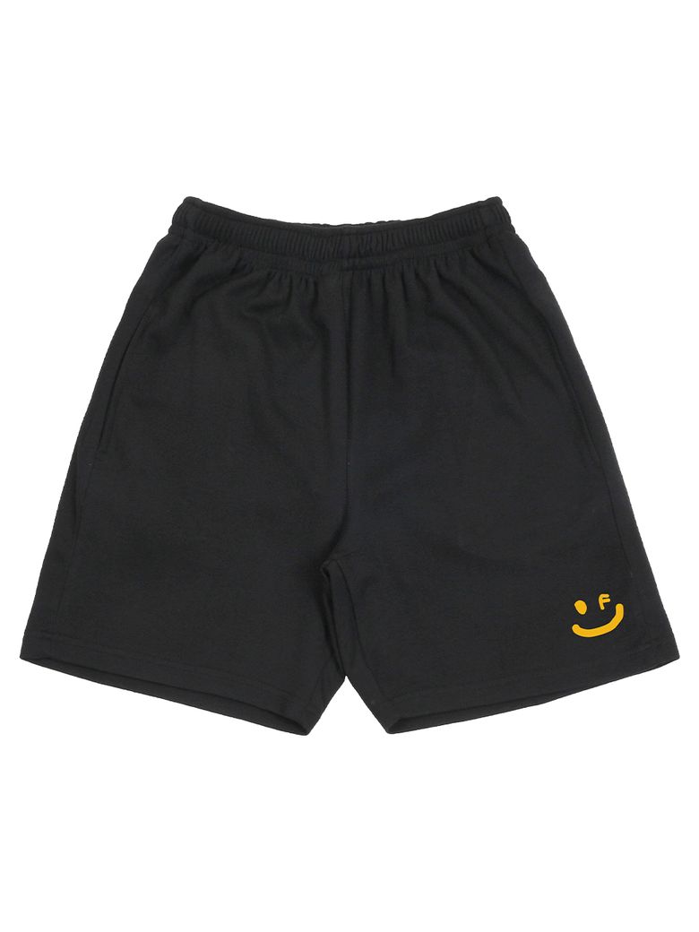 [UNISEX]스몰 드로잉스마일 트레이닝 반바지_블랙