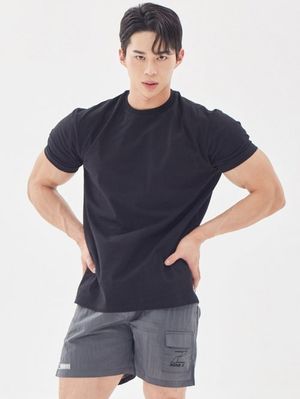 무지 프리미엄 코튼 머슬핏 티셔츠 22TS01