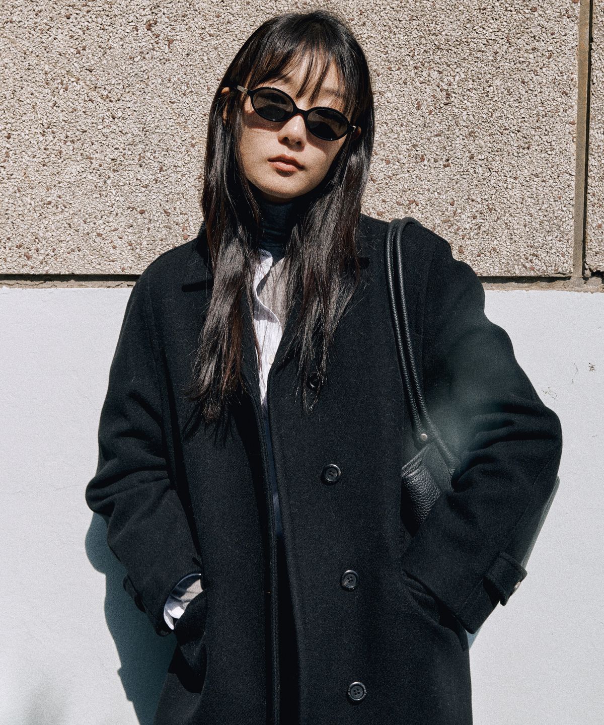 튜드먼트(TTUDEMENT) WOOL CASHMERE SINGLE COAT BLACK