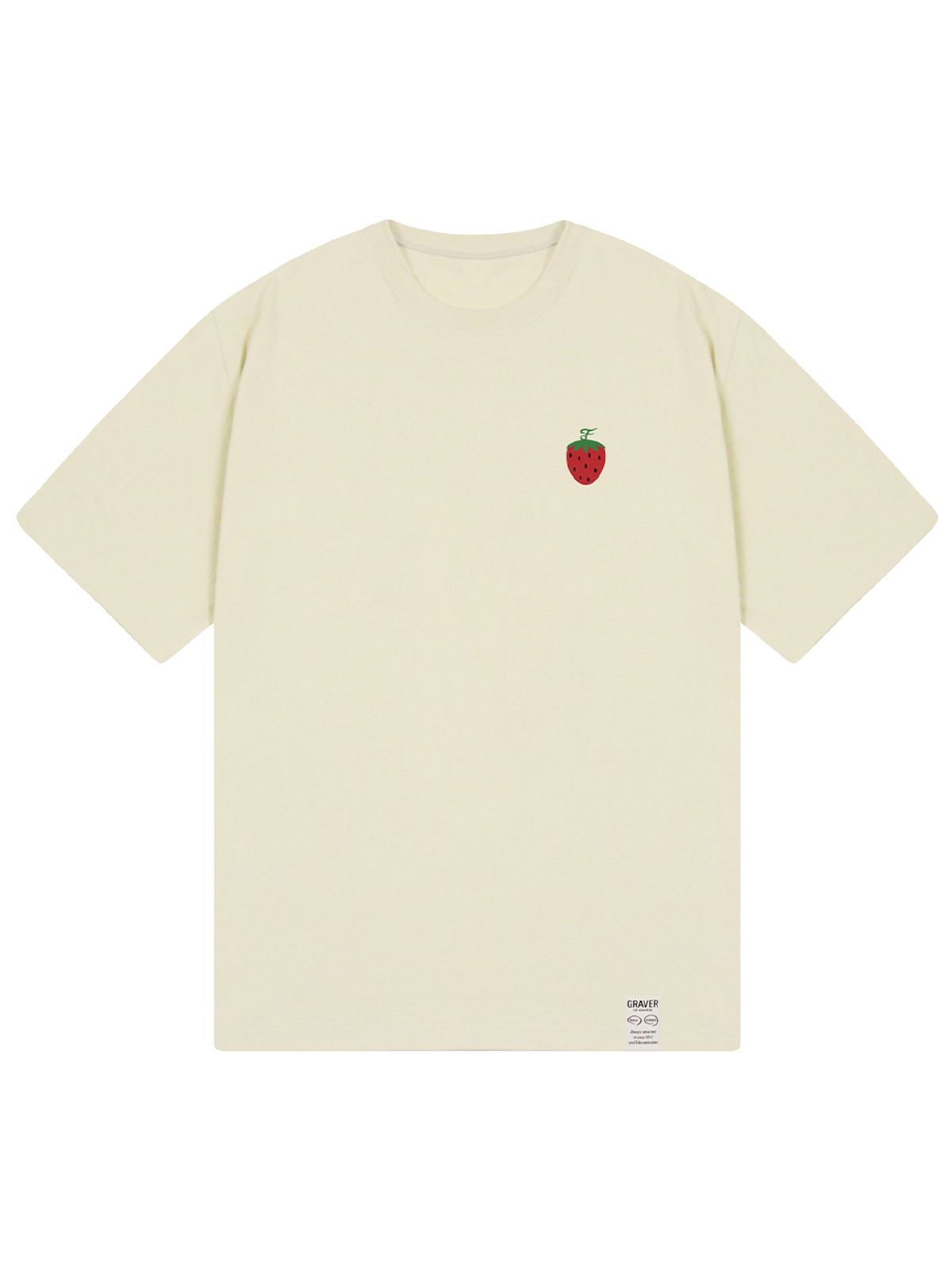 그레이버(GRAVER) [UNISEX]스몰 스트로베리 로고 반팔티_샌드베이지