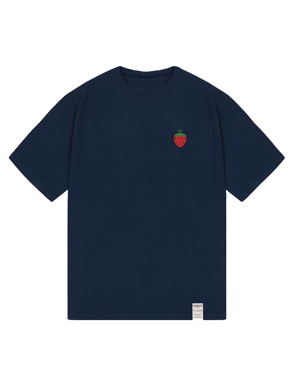 그레이버(GRAVER) [UNISEX]스몰 스트로베리 로고 반팔티_네이비