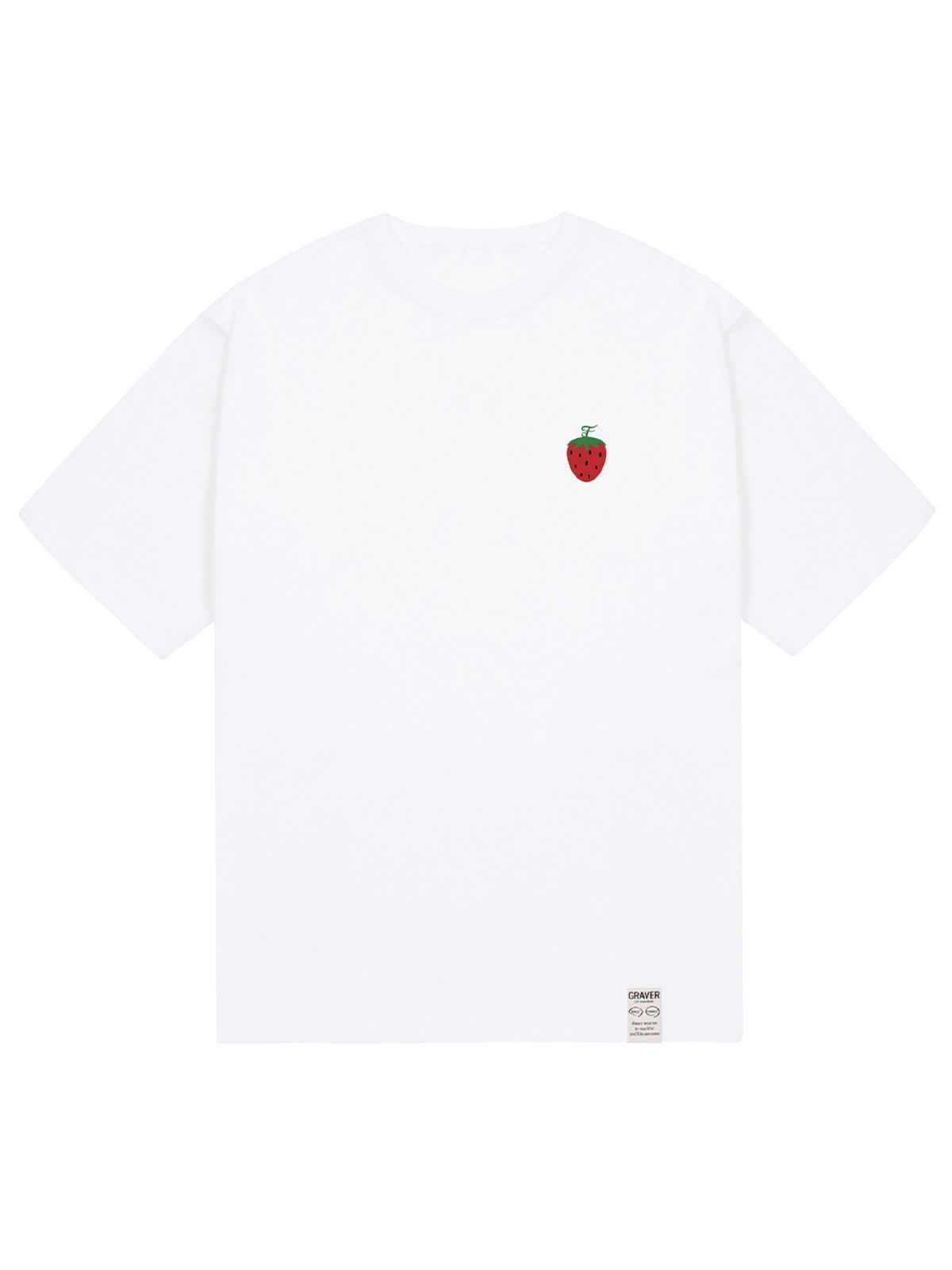 그레이버(GRAVER) [UNISEX]스몰 스트로베리 로고 반팔티_화이트