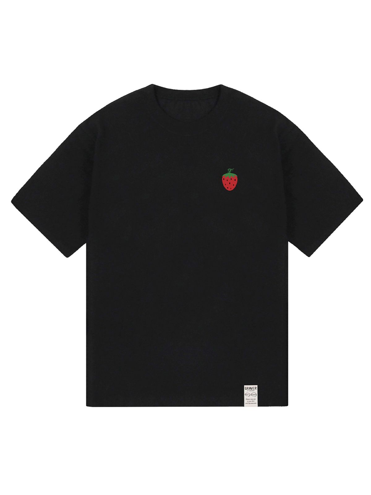 그레이버(GRAVER) [UNISEX]스몰 스트로베리 로고 반팔티_블랙