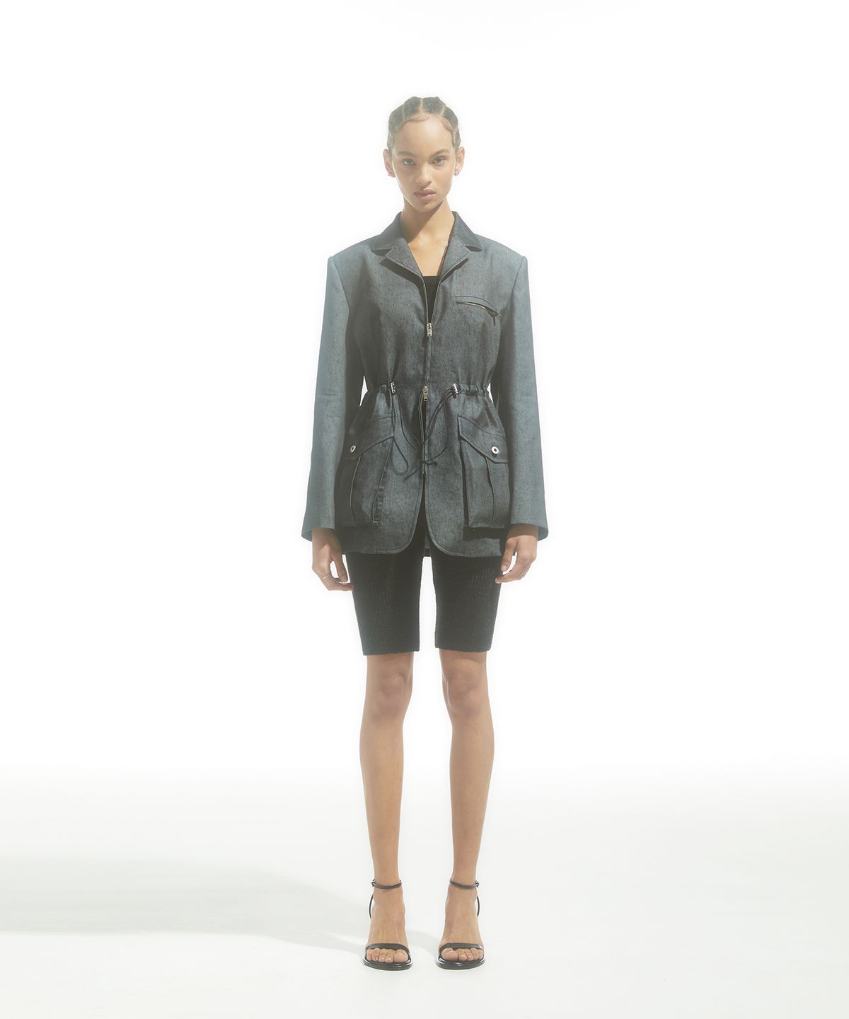 드레(DRAE) LINEN-BLEND DENIM JACKET_BLACK