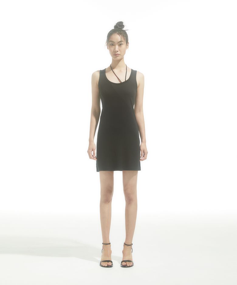 SCOOP-NECK JERSEY MINI DRESS_BLACK