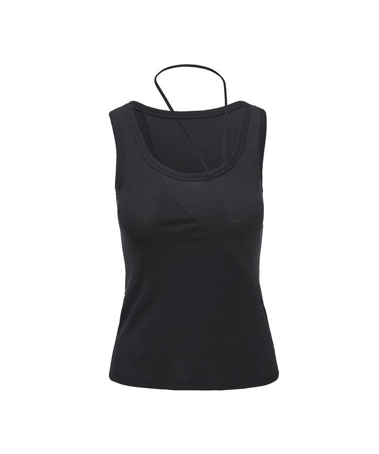 SCOOP-NECK JERSEY TANK TOP_BLACK