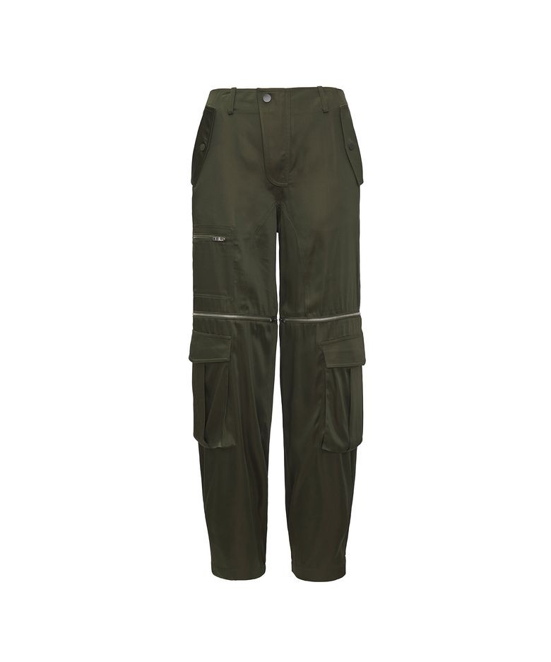 DETACHABLE AVIATOR SATIN PANTS_KHAKI