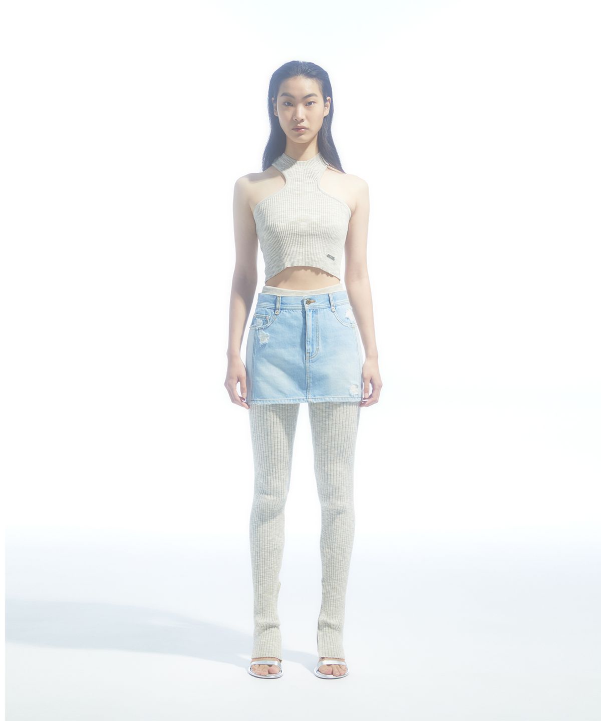 드레(DRAE) COTTON COLOR-BLEND KNIT TANK TOP_LIGHT BEIGE