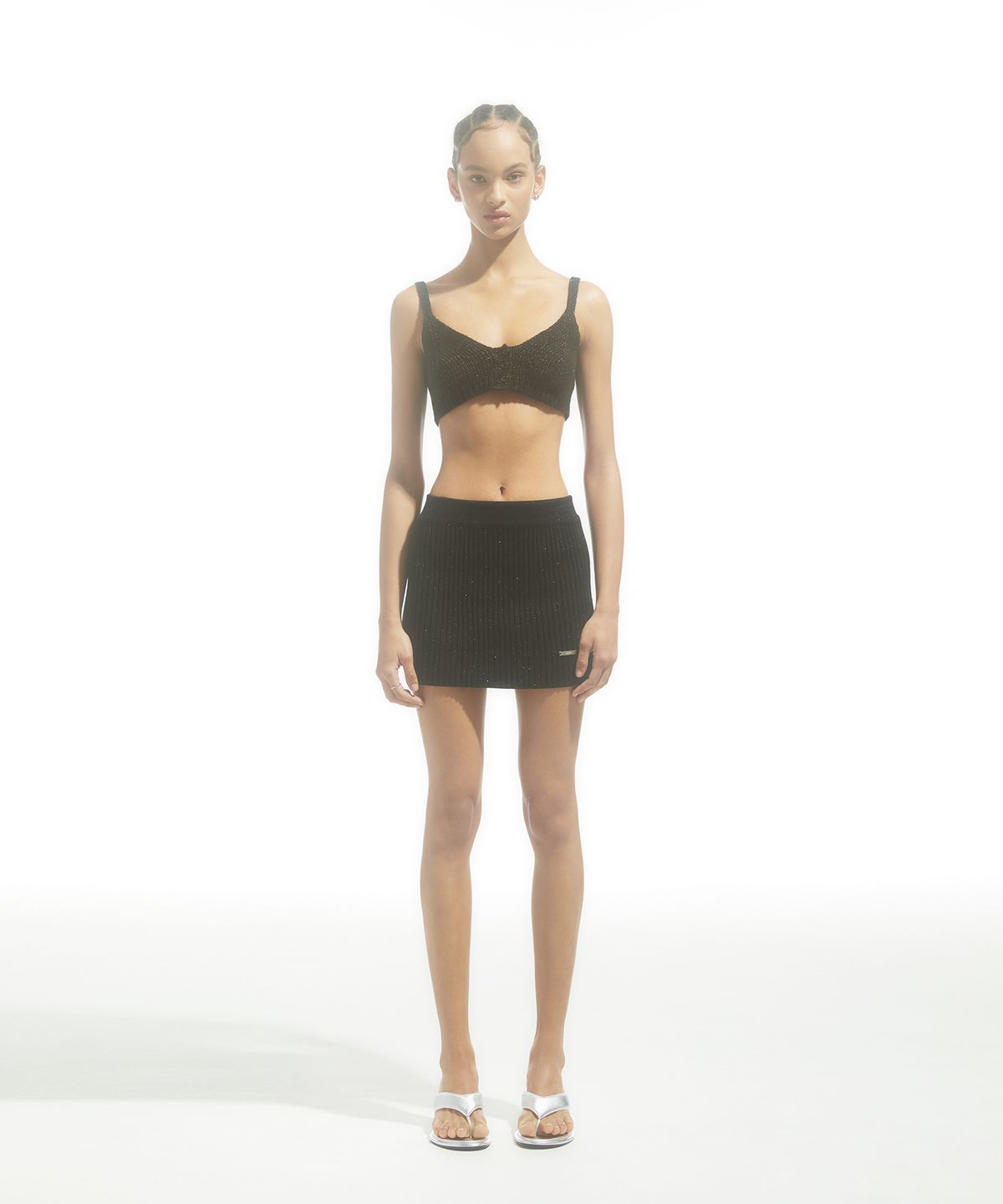 드레(DRAE) BUTTON-UP KNIT BRA_BLACK