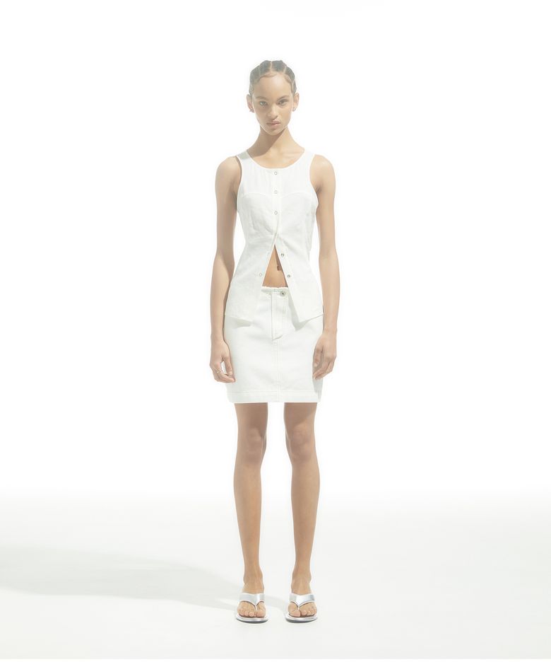 COTTON OUT ZIP-FLY SKIRT_WHITE