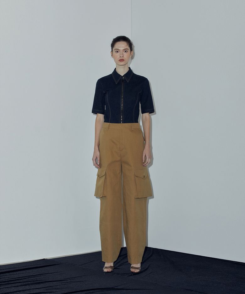 LINEN-BLEND CARGO PANTS_BEIGE