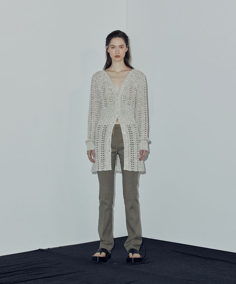 LINEN-BLEND SKINNY LEG PANTS_KHAKI