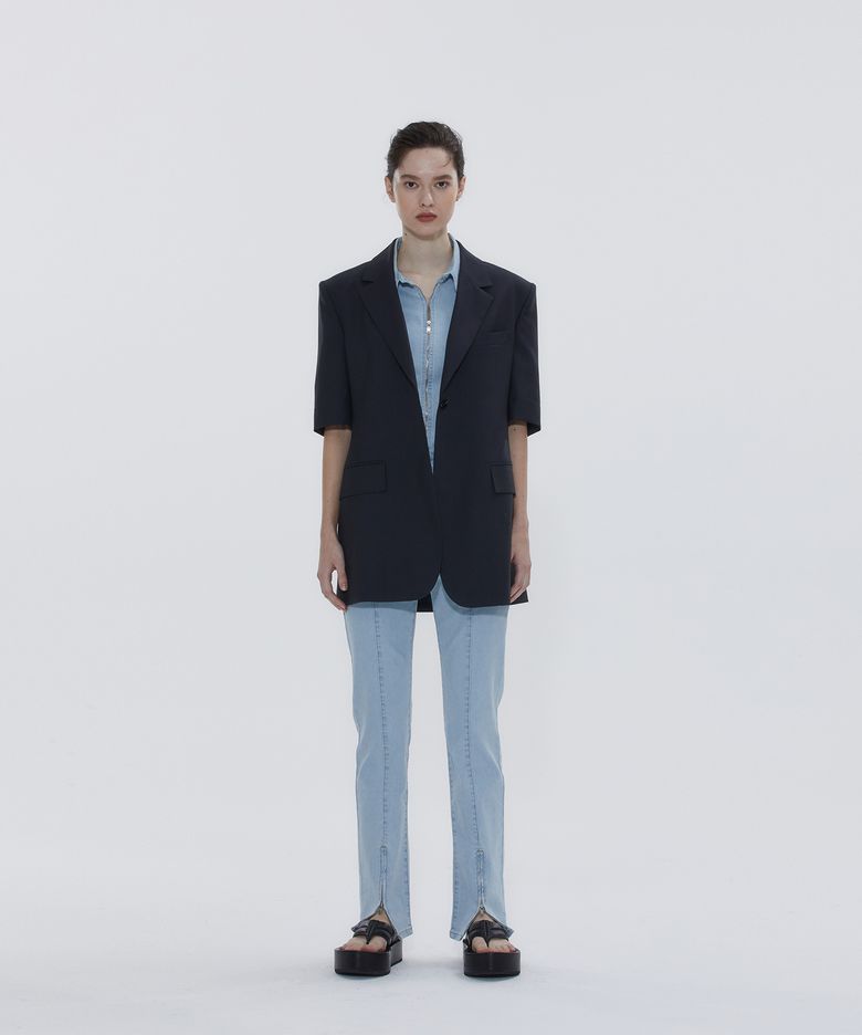 SINGLE BREASTED SUMMER WOOL SUIT JACKET_GRAY