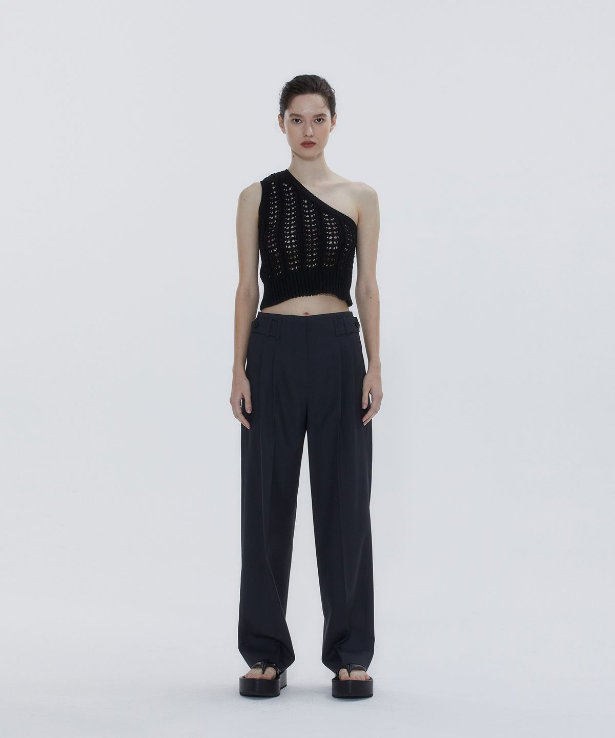 드레(DRAE) PLEATED SUMMER WOOL WIDE PANTS_GRAY