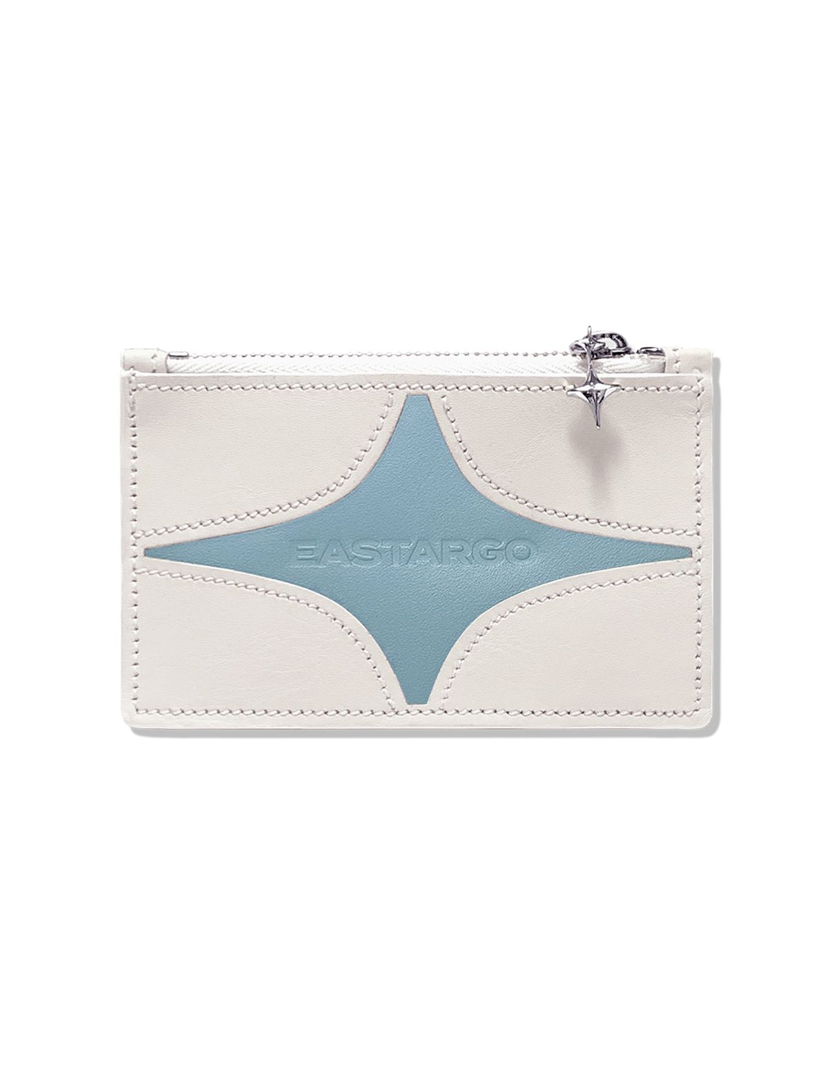 이스트아르고(EASTARGO) DOUBLE STING ZIPPER WALLET IVORY WHITE (SKY BLUE)
