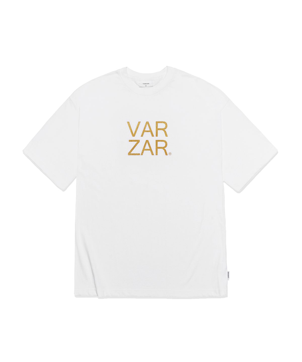 바잘(VARZAR) 오리지널 골드 빅로고 반팔 티셔츠 화이트