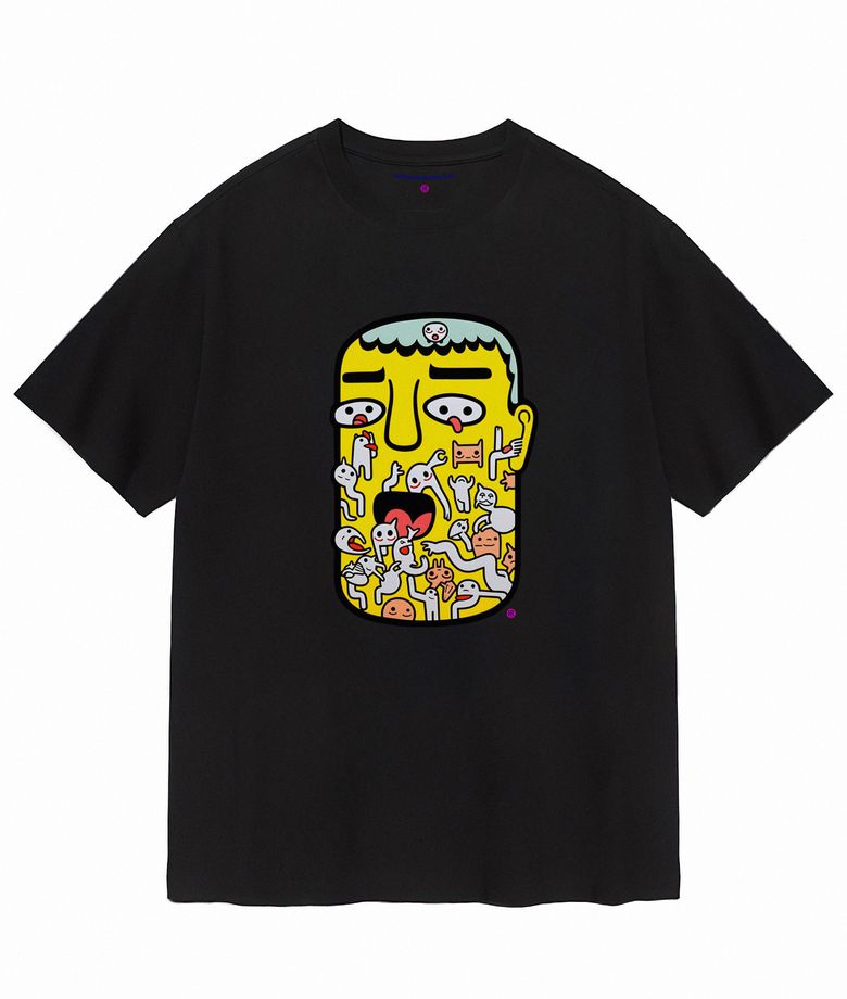 HR® 0025 big face short sleeved tshirt black 반팔티