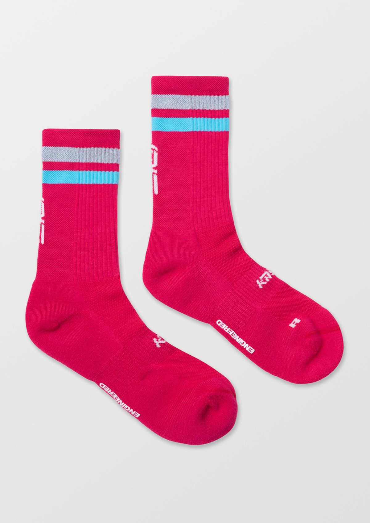 칼렉(KALEG) UNISEX ACTYON MERINO RUNNING SOCKS (CREW)_HOT PINK
