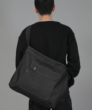 커버포켓 빅사이즈 크로스백 CPC-118 데님 블랙