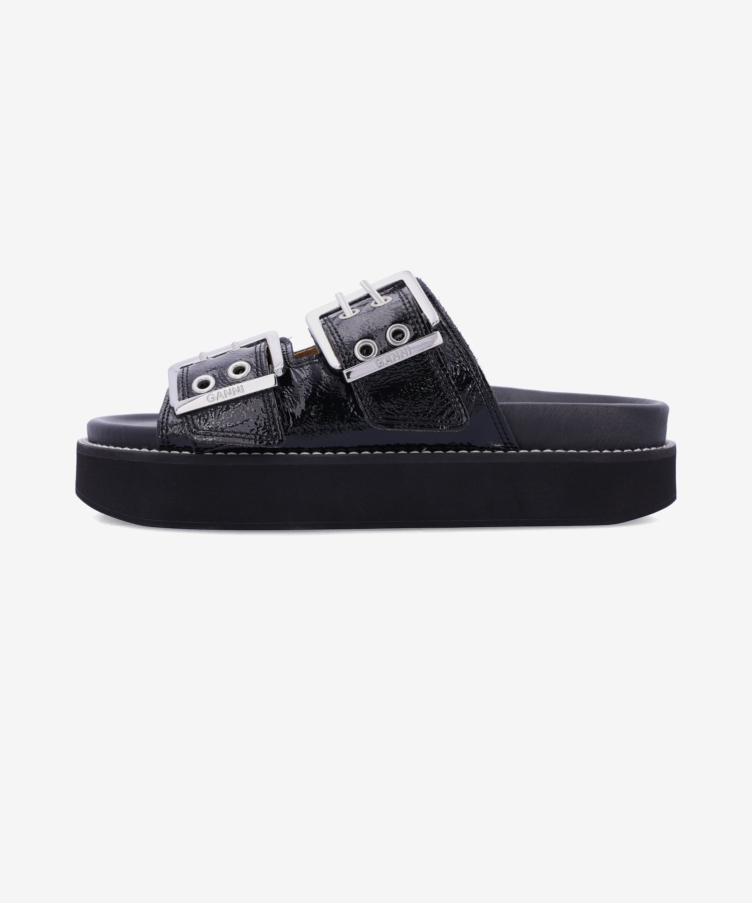 ☆送料・関税込☆GANNI★BUCKLE DOUBLE STRAP PLATFORM SANDAL★ MUSINSA | GANNI Buckle Double Strap Platform Sandals - Black