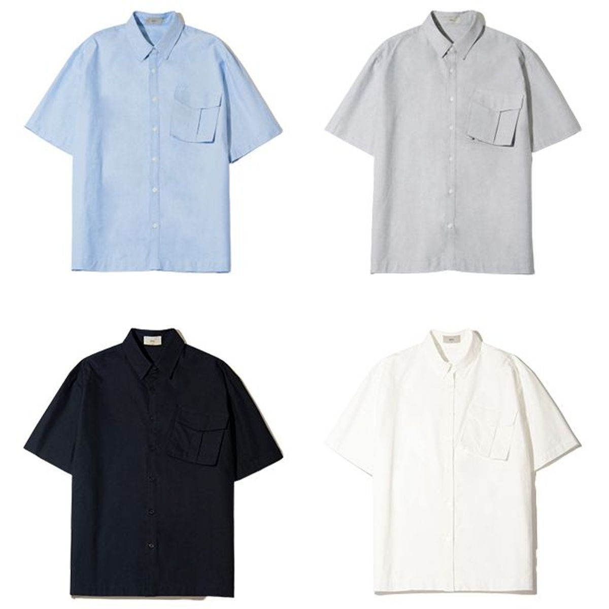 유앤엘씨(UNLC) 비대칭 포켓 오버핏 반팔 셔츠(4color)