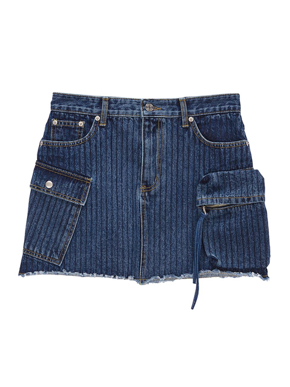 ミニスカート [MATINKIM]stripe cargo denim mini skirt in blue MUSINSA | MATIN KIM STRIPE CARGO DENIM MINI SKIRT IN BLUE