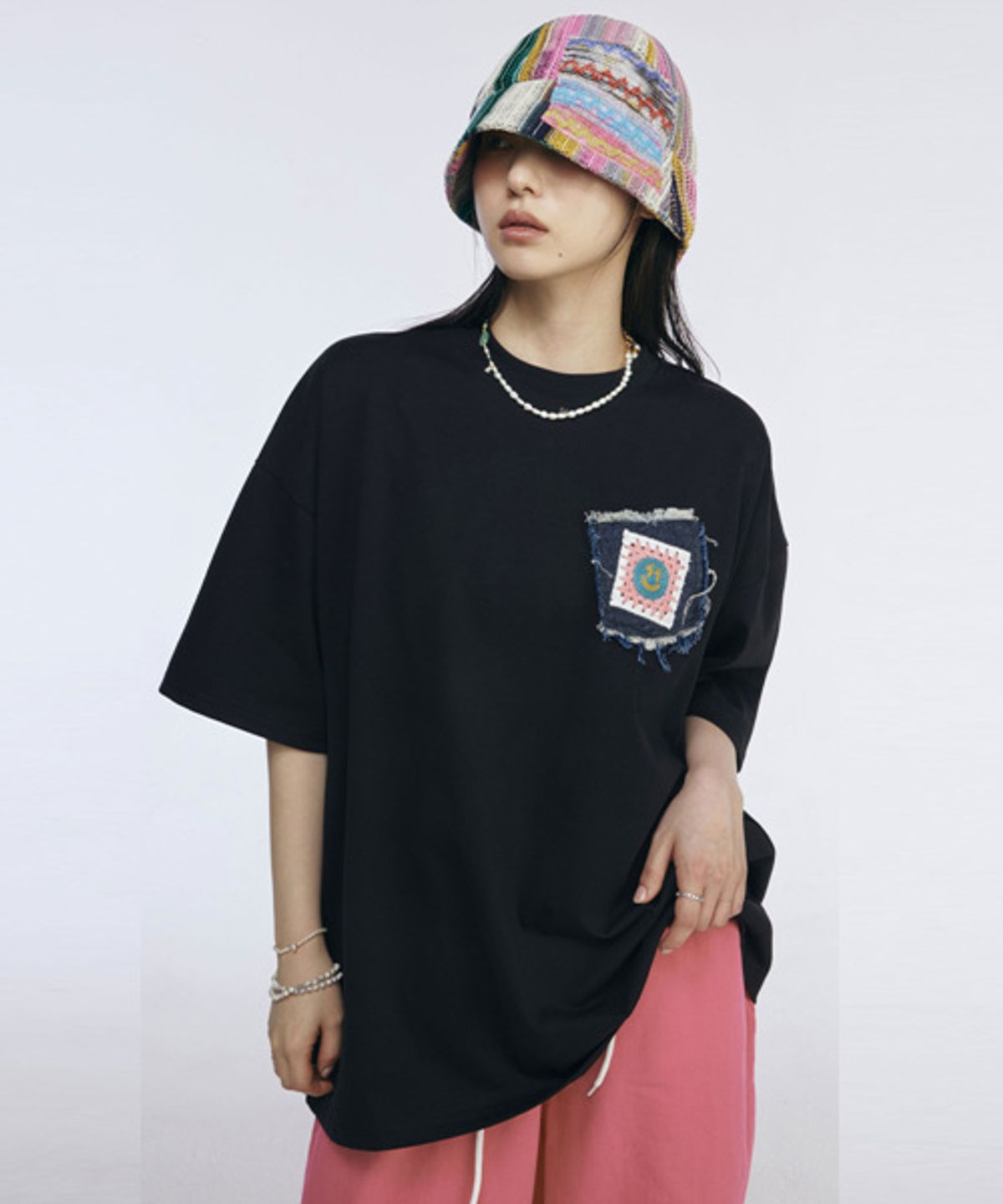 그레이티스트(THE GREATEST) Denim Patch TEE Black