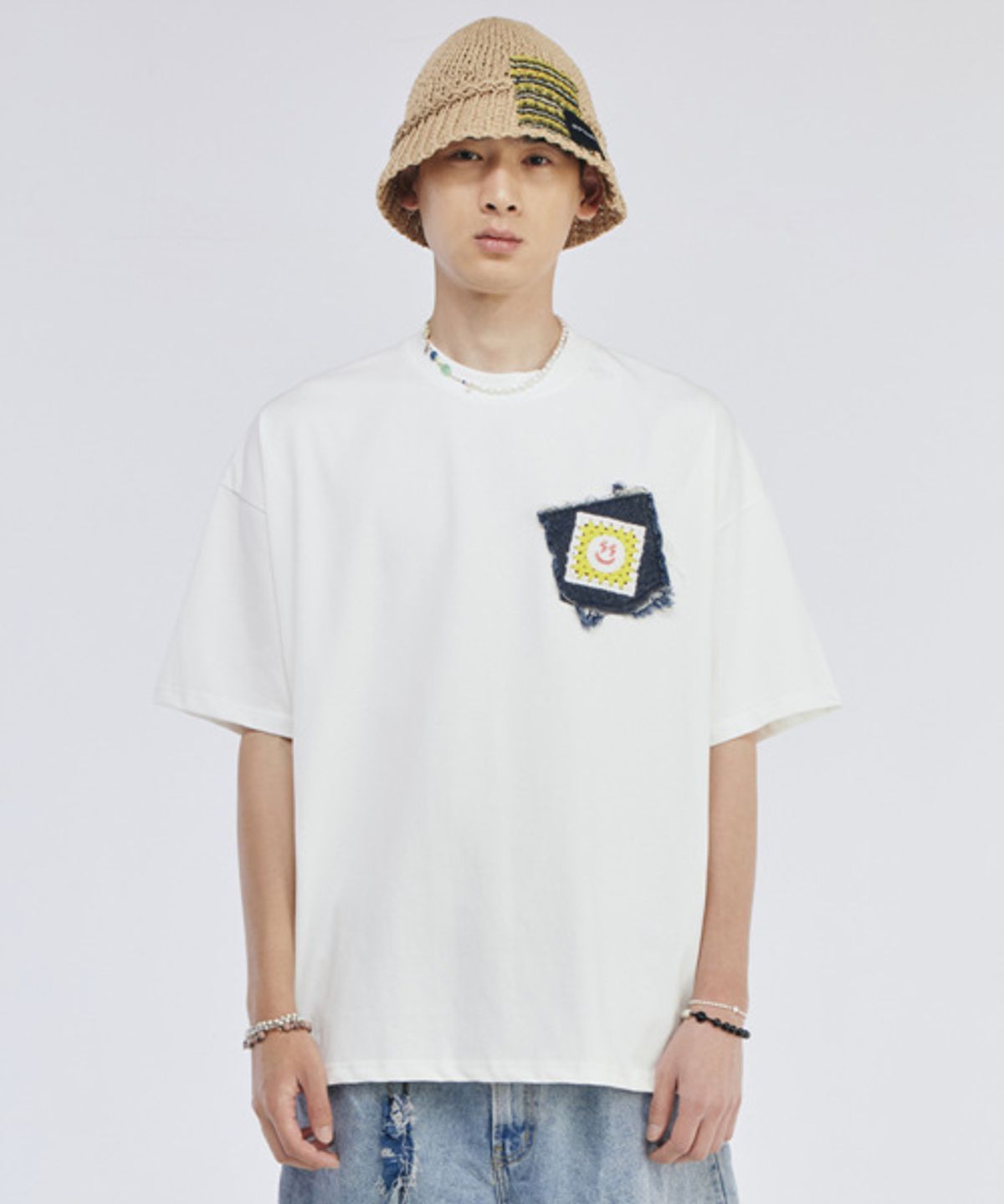 그레이티스트(THE GREATEST) Denim Patch TEE White