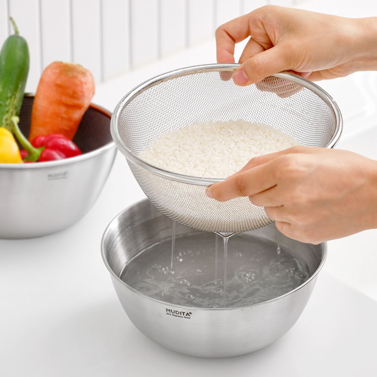 무디타(MUDITA) 올스텐 믹싱볼 & 채반 2종 세트 19cm (소/1600ml)