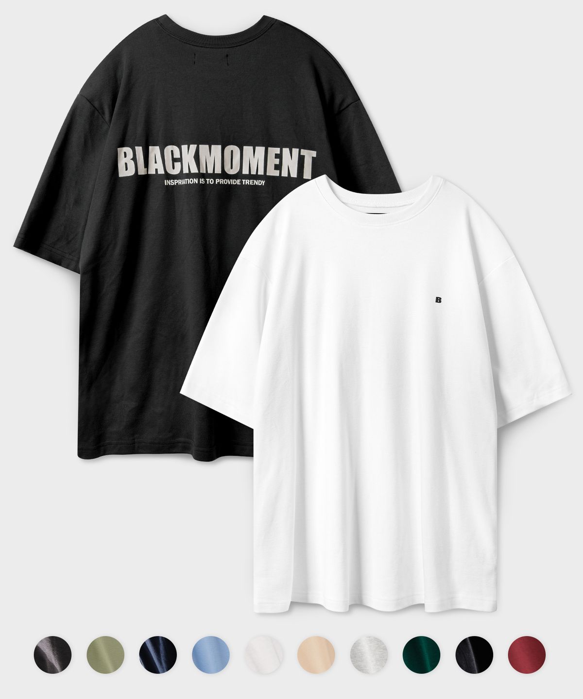 블랙모먼트(BLACK MOMENT) [워터 프루프]  루즈핏 레터링 라운드 반팔 티셔츠 10COLOR