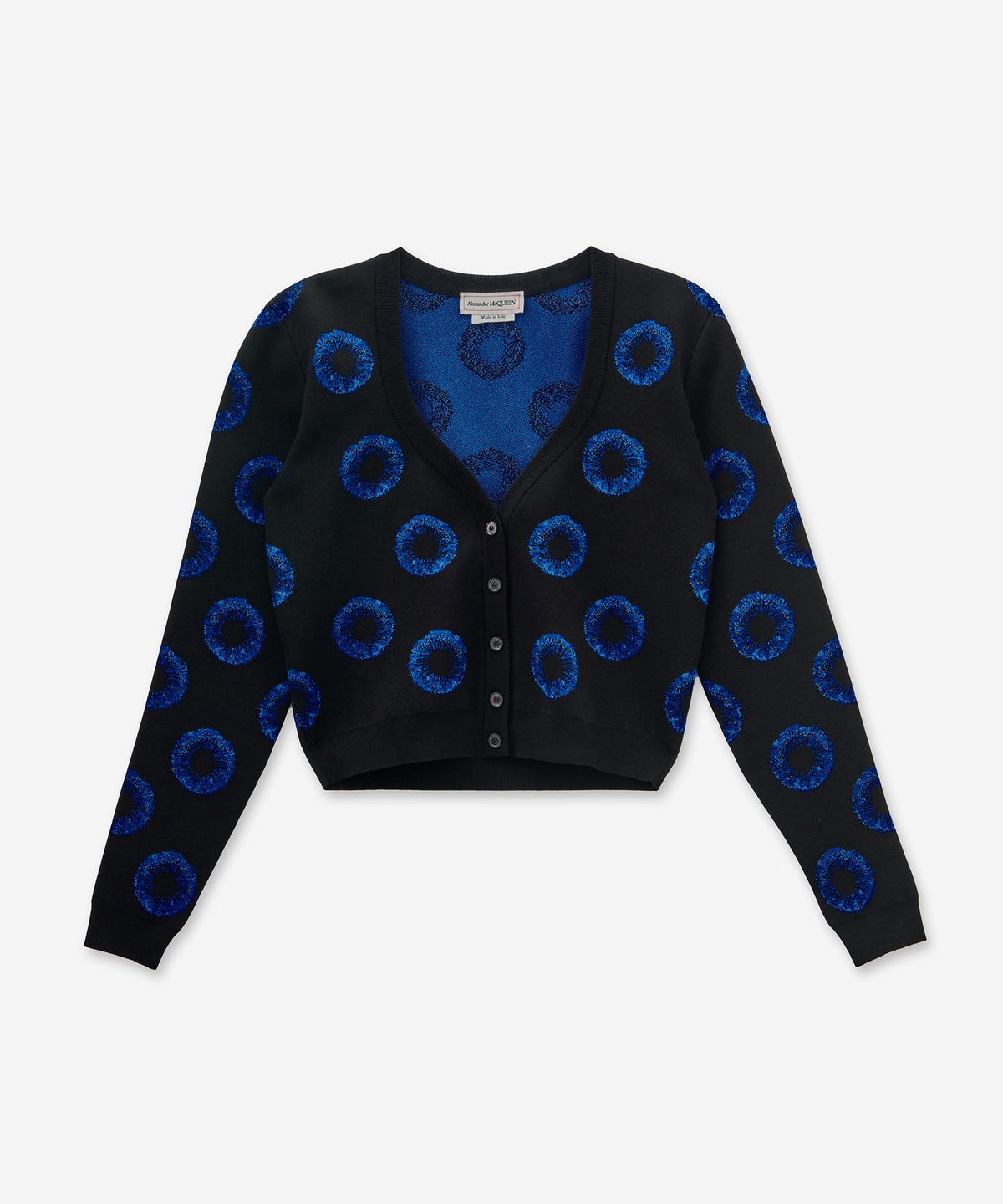 알렉산더 맥퀸(ALEXANDER McQUEEN) 아이리스 자카드 가디건 - 블랙:블루 / 748087Q1A561091