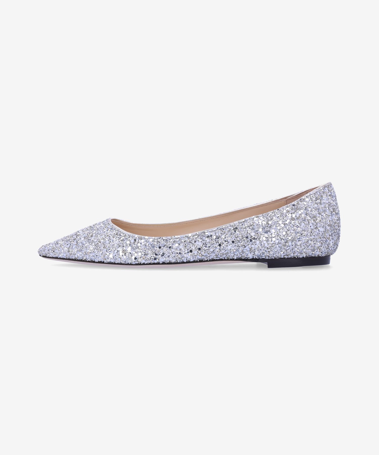 JIMMY CHOO フラットシューズ シルバーグリッター MUSINSA公式 | JIMMY CHOO ロミグリッターフラットシューズ - シルバー