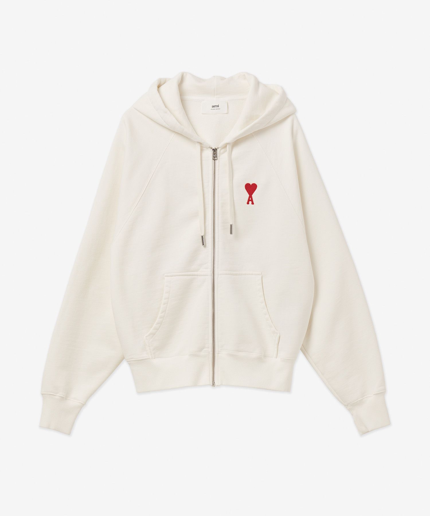 MUSINSA | AMI Men's Small Heart Logo Raglan Zip-up Hoodie