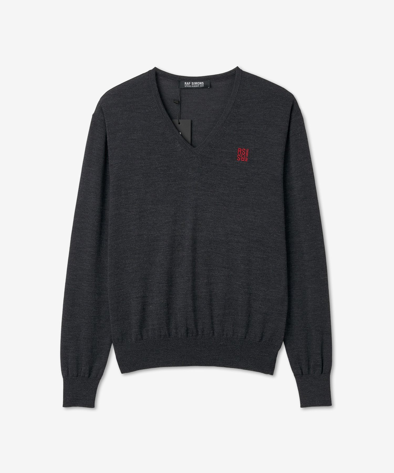 トップス jilsander by raf simons V neck knit 48 MUSINSA | RAF SIMONS V-neck knit sweater - Dark gray